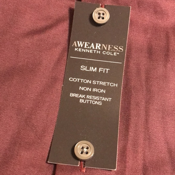 (118)NWT Kenneth Cole plum Mens dress Shirt size 14 1/2 32/33 Beautiful color - Picture 2 of 8